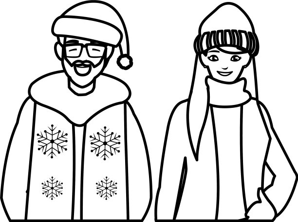 年轻夫妇和冬天的衣服图片下载