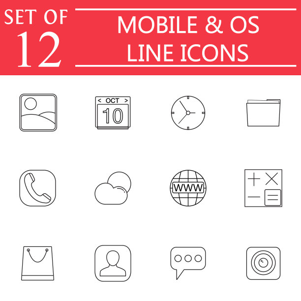 移动和操作系统线图标集符号收集图片下载