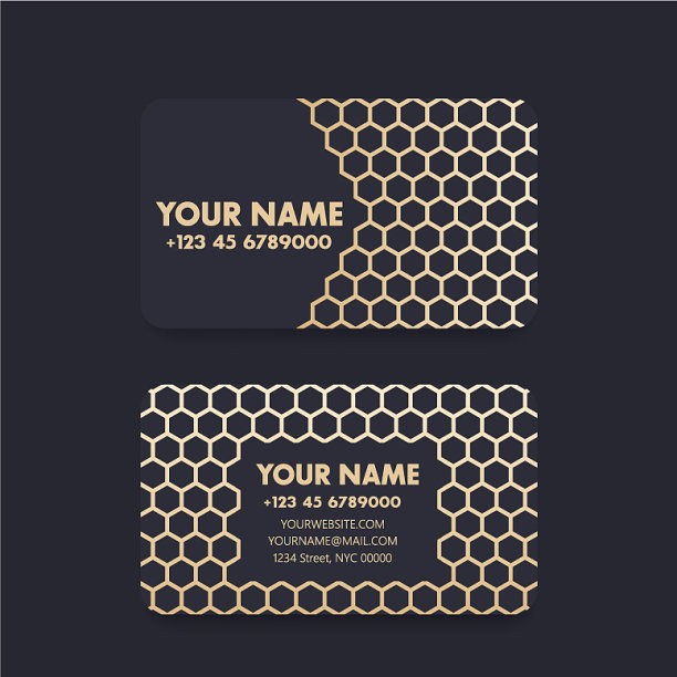 名片设计与金色图案上的黑暗图片下载