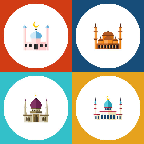 伊斯兰传统的平面尖塔图标图片下载