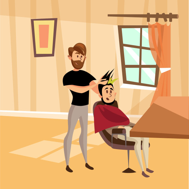 男理发师在理发店为顾客服务图片下载