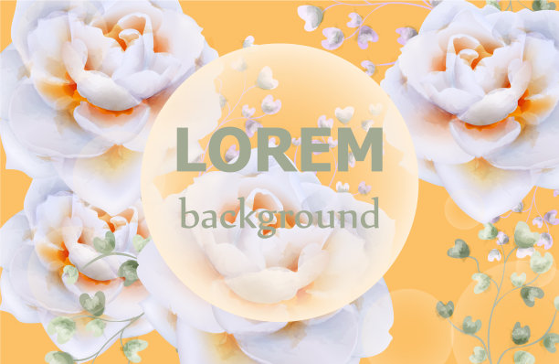 玫瑰花，水彩装饰，复古黄色图片下载