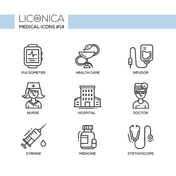 医学-细线设计图标象形图图片下载