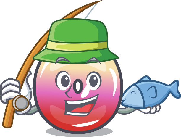 钓鱼果冻环糖果卡通吉祥物图片下载