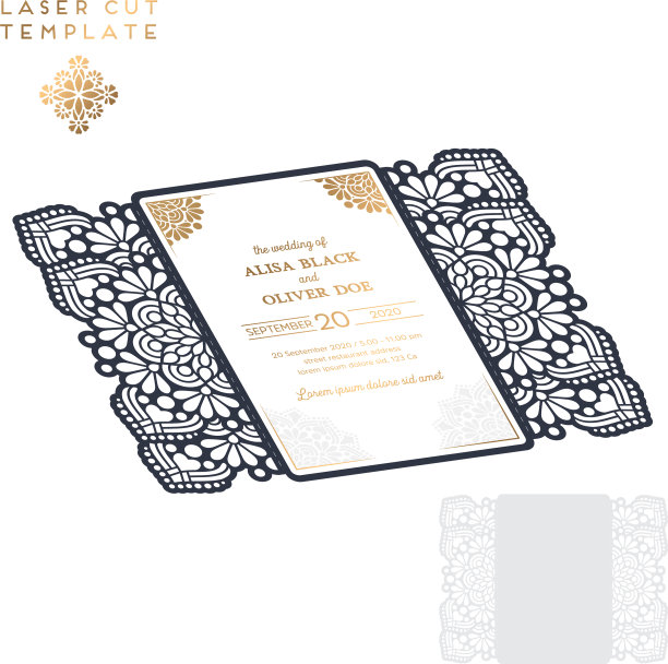 婚礼贺卡激光切割模板复古图片下载
