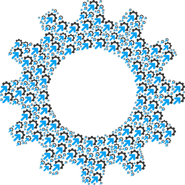 齿轮镶嵌的齿轮集成图标图片下载