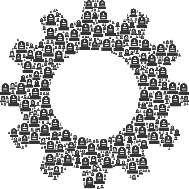 坟墓上的偶像的齿轮拼贴画图片下载