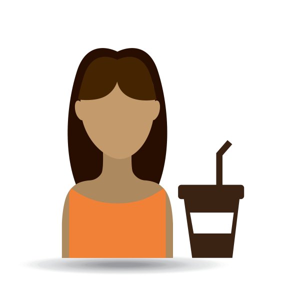 女孩纸杯咖啡吸管图标图形图片下载