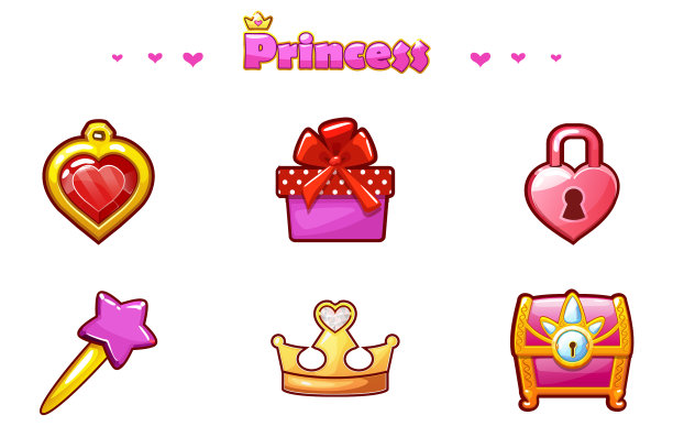 卡通公主图标女孩的游戏资产图片下载