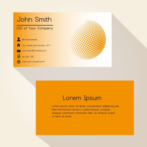 橙色的圆点抽象球体名片图片下载