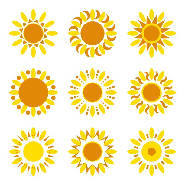 一组太阳图标图片下载