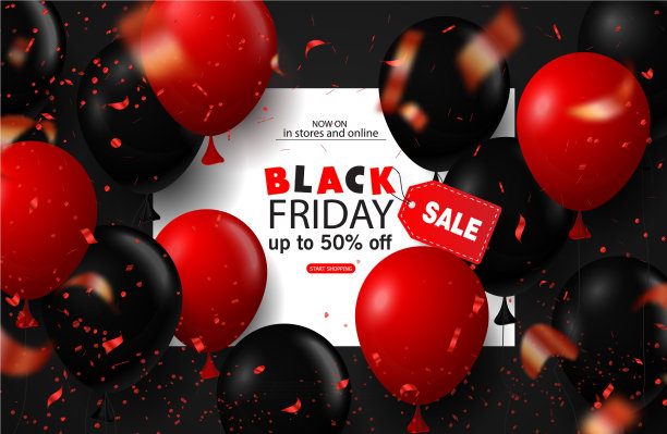 黑色星期五的促销背景有气球和图片下载