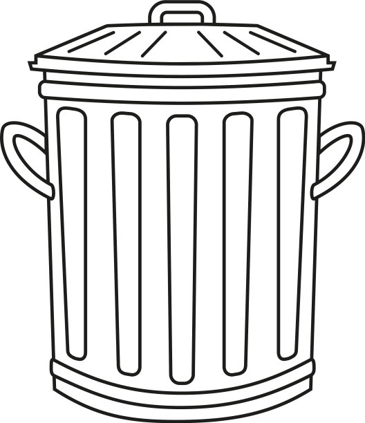 线条艺术黑白街头垃圾桶图片下载