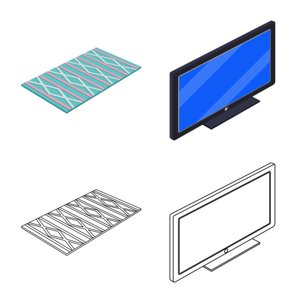 隔离对象的卧室和房间的标志集图片下载