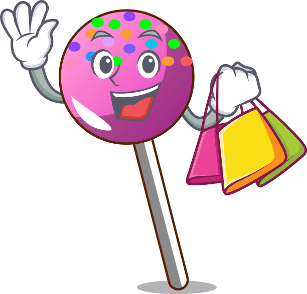 购物棒棒糖，点缀卡通人物图片下载