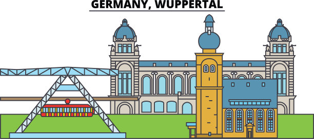 德国伍珀塔尔城市天际线建筑图片下载