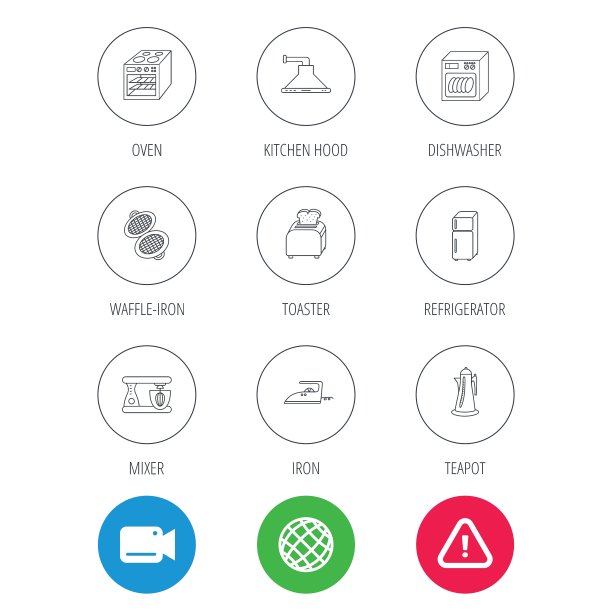 洗碗机、冰箱和搅拌机图标图片下载