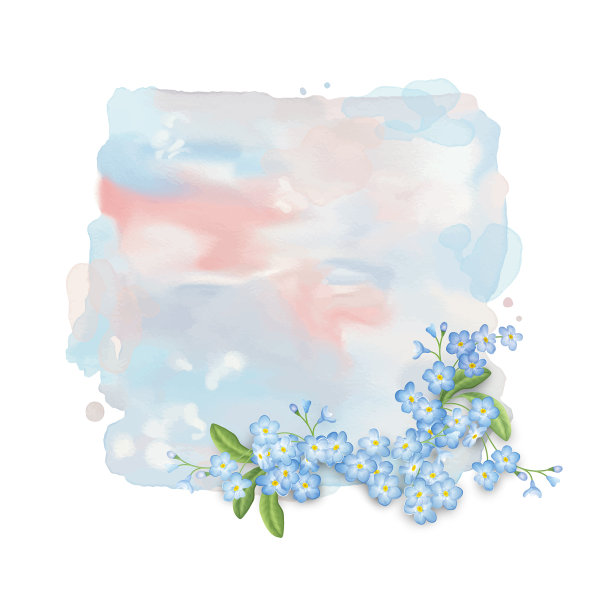 水彩横幅与花图片下载