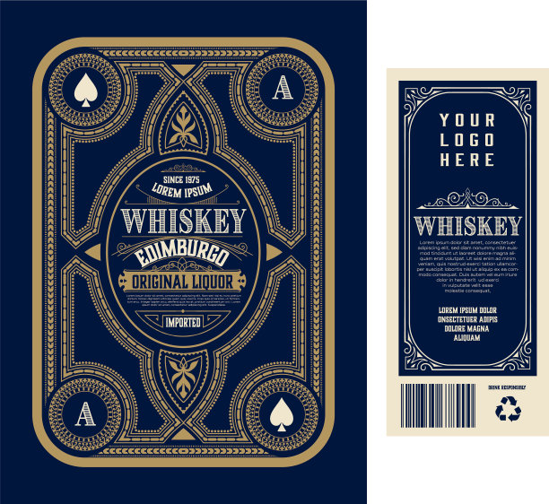 古董酒标签的正面和背面图片下载
