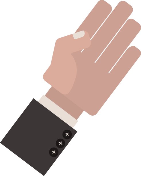 手掌视图的侧面手与正式西装袖子图片下载