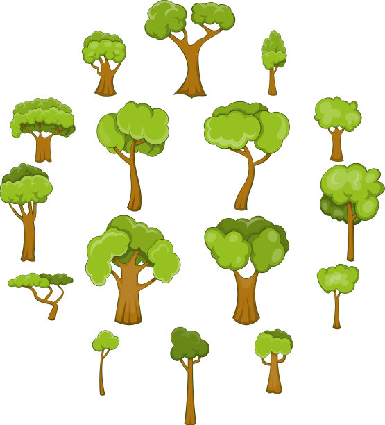 绿树图标设置卡通风格图片下载