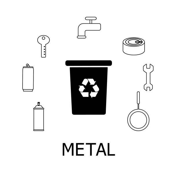 收集黑色和白色的金属废物图标图片下载
