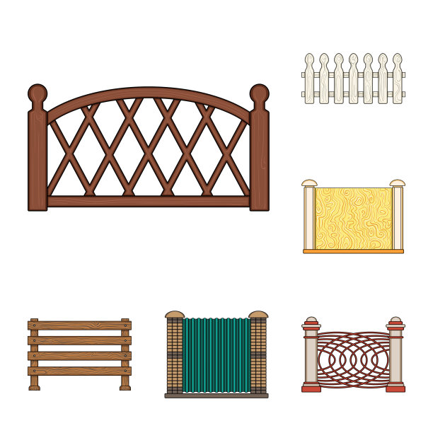 不同的栅栏卡通图标集合图片下载