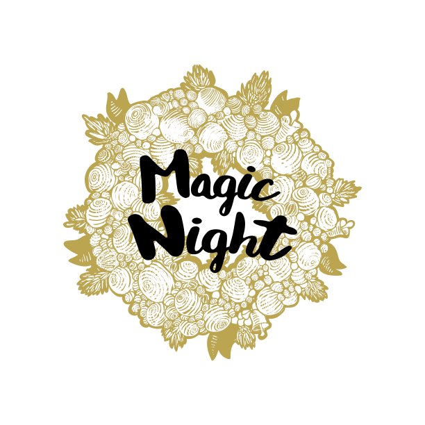 圣诞金花环和魔法之夜图片下载