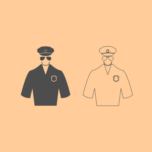 深灰色警察图标图片下载
