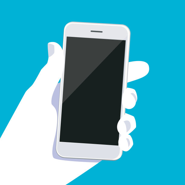 人类的手与智能手机的现代平面设计图片下载