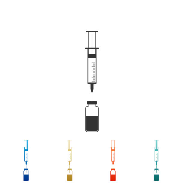 医用注射器，针和小瓶图标隔离图片下载