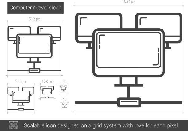 计算机网络线条图标图片下载