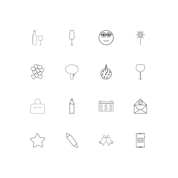 假日简单的线性图标设置概述图标图片下载