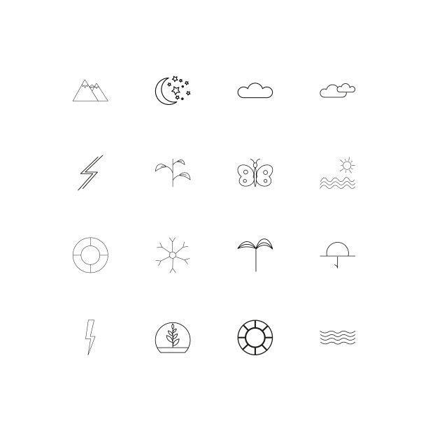 自然简单的线性图标设置概述图标图片下载