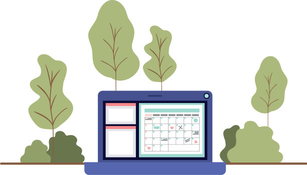 带森林景观的笔记本电脑图片下载