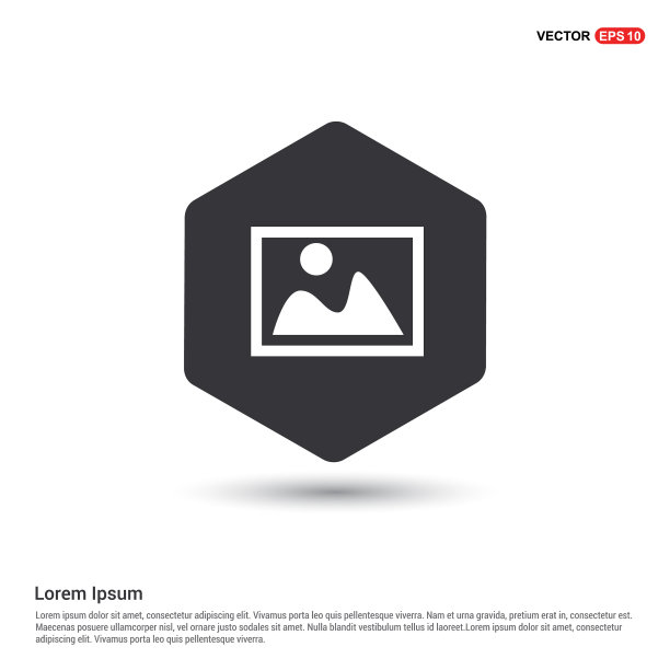 照片图标六边形白色背景图标模板图片下载