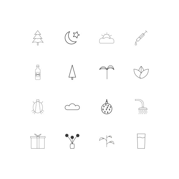 自然简单的线性图标设置概述图标图片下载