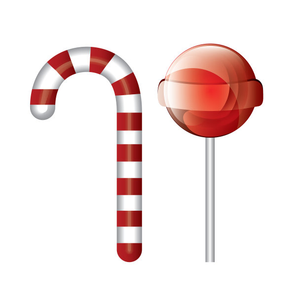卡通糖果和棒棒糖红色隔离图片下载