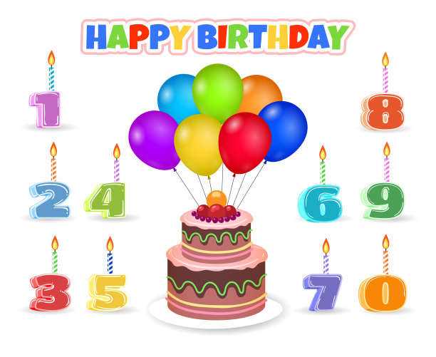 卡通气球生日蛋糕图片下载