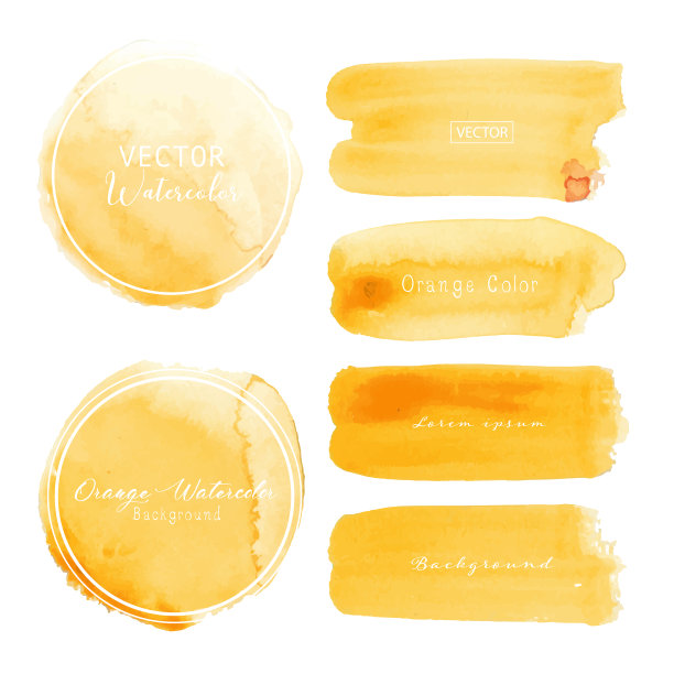 橙色笔触水彩图片下载