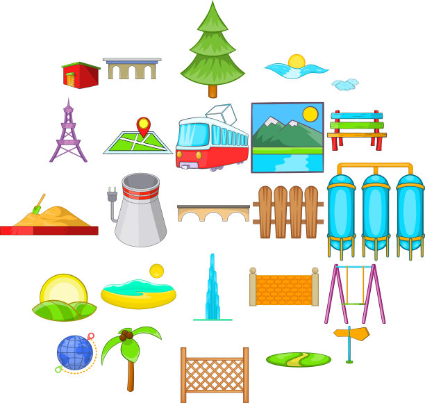 风景图标设置卡通风格图片下载