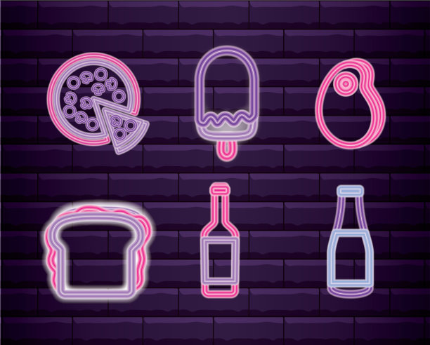 设定快餐饮料霓虹灯标签图片下载