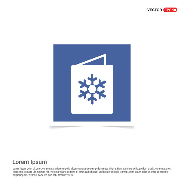 雪花平面图标-蓝色相框图片下载