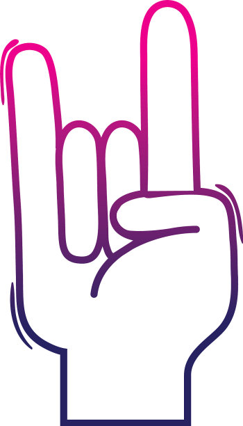 彩色线手与岩石手势符号图片下载