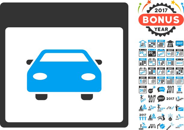 汽车日历与汽车日历页平面图标图片下载