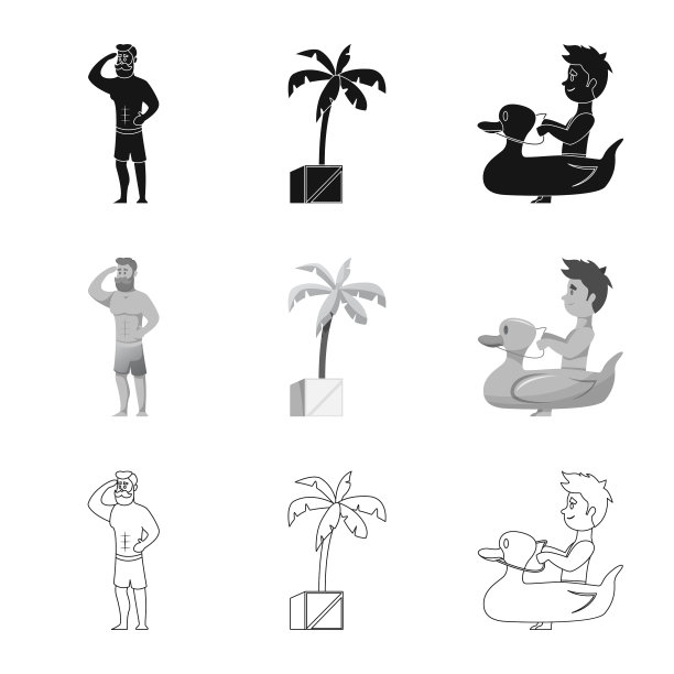 游泳池和游泳图标的孤立对象图片下载