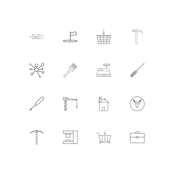 行业线形瘦削图标集概述简单图片下载