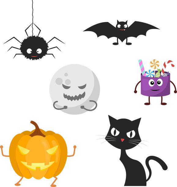 万圣节的一组人物图片下载