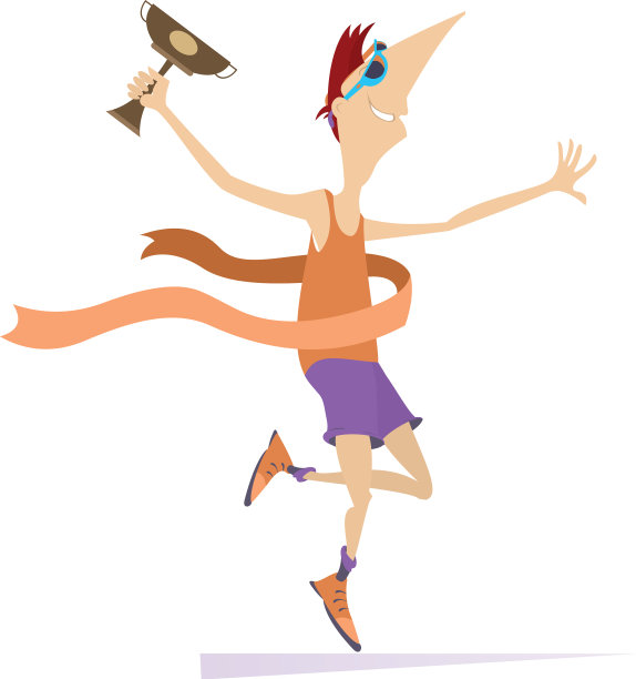 卡通运动员一个赢家孤立在白色的图例上图片下载