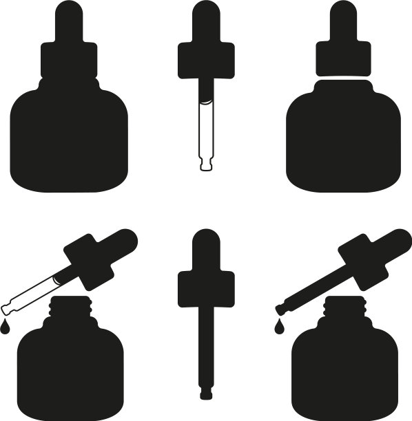 黑白美血清瓶剪影集图片下载